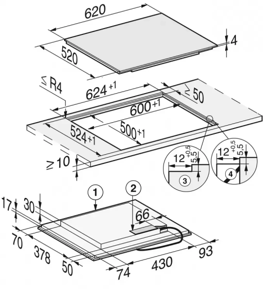 Индукционная панель конфорок с сенсорным управлением Miele KM7465 FL