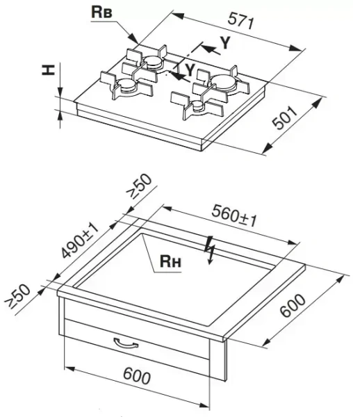 Газовая варочная панель V-ZUG GAS641GSAZ