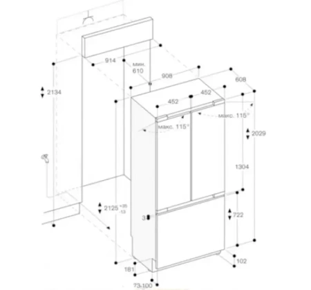 Встраиваемая холодильно-морозильная комбинация Gaggenau RY492304
